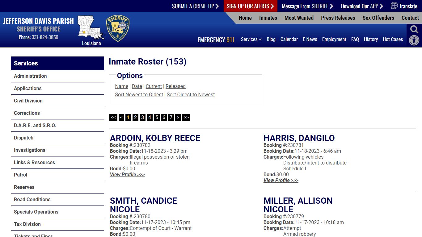 Current Inmates Booking Date Descending - Jefferson Davis Parish ...