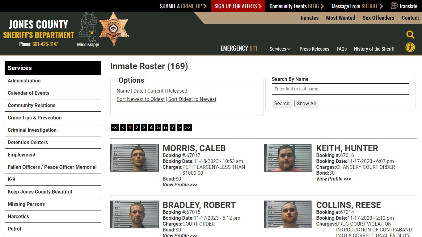 Inmate Roster - Current Inmates Booking Date Descending - Jones County ...