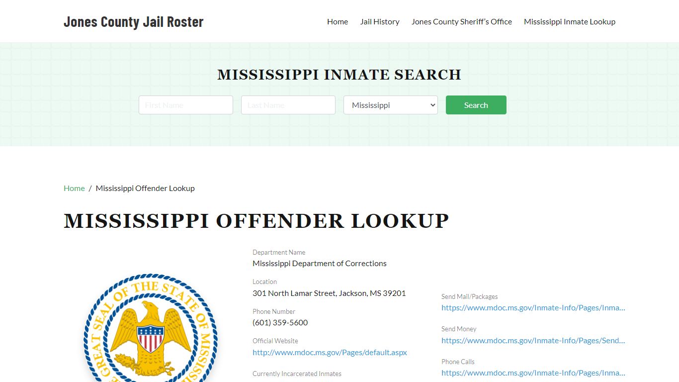 Mississippi Inmate Search, Jail Rosters