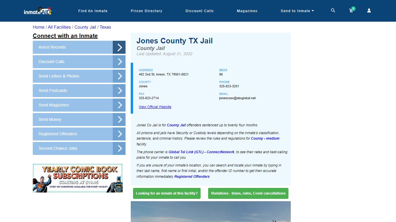 Jones County TX Jail - Inmate Locator - Anson, TX