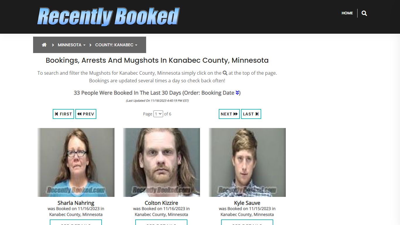 Bookings, Arrests and Mugshots in Kanabec County, Minnesota