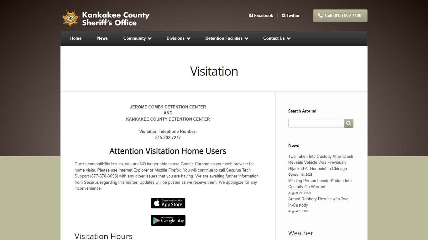 Visitation | Kankakee County Sheriff