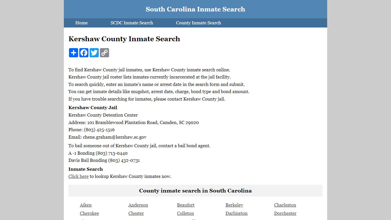 Kershaw County Inmate Search