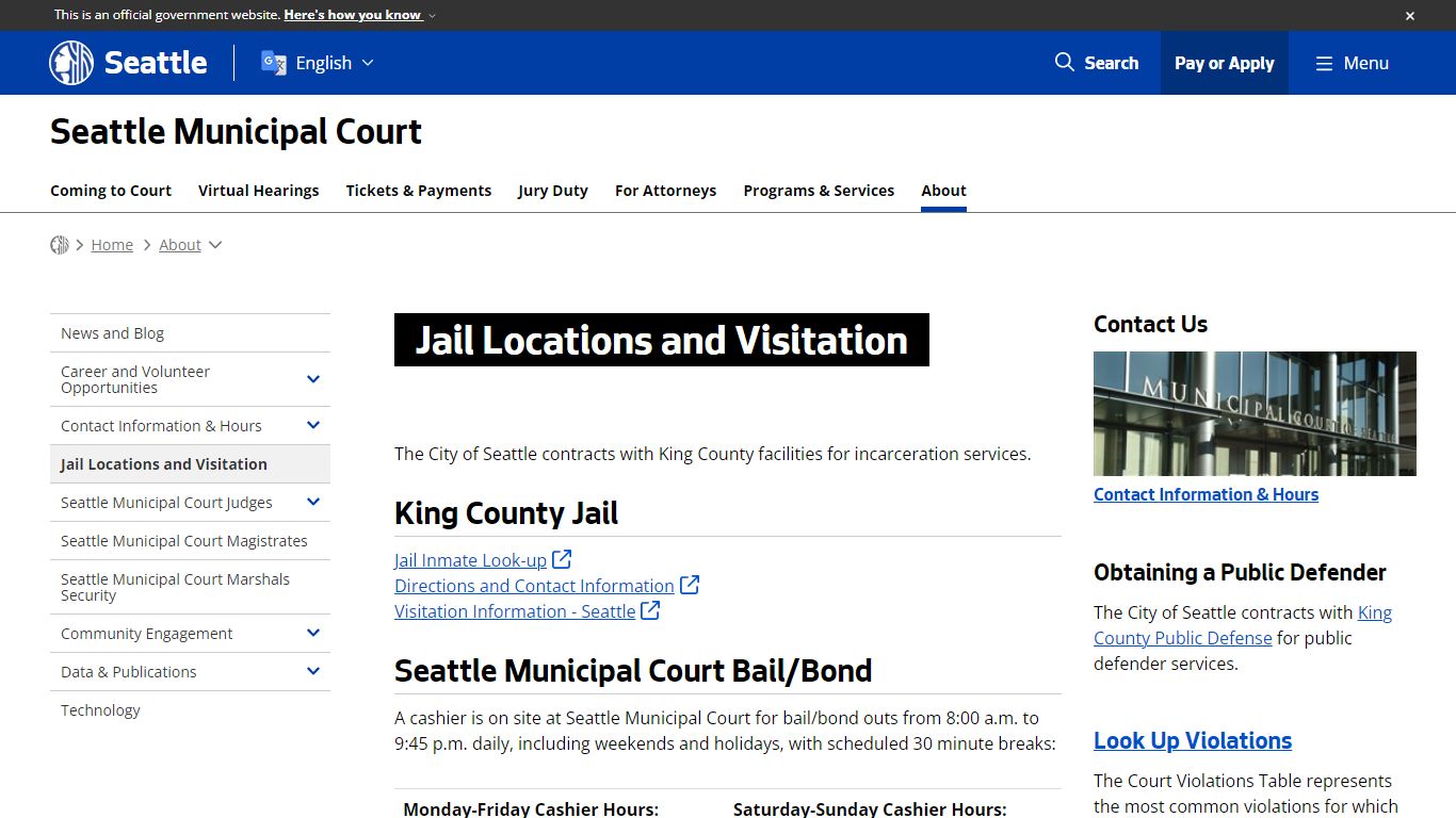 Jail Locations and Visitation - Courts | seattle.gov