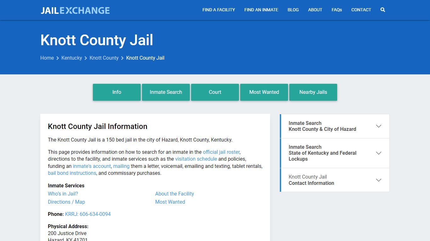 Knott County Jail, KY Inmate Search, Information