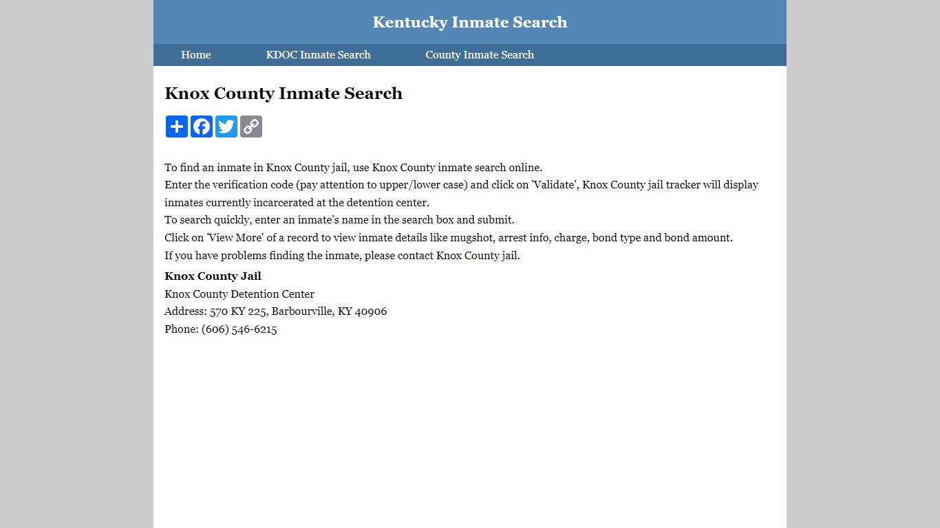 Knox County Inmate Search
