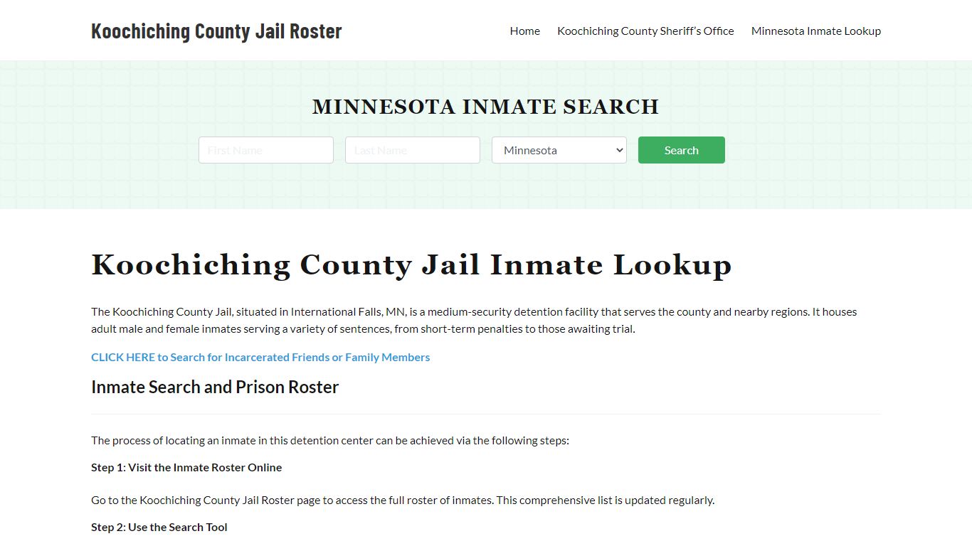 Koochiching County Jail Roster Lookup, MN, Inmate Search