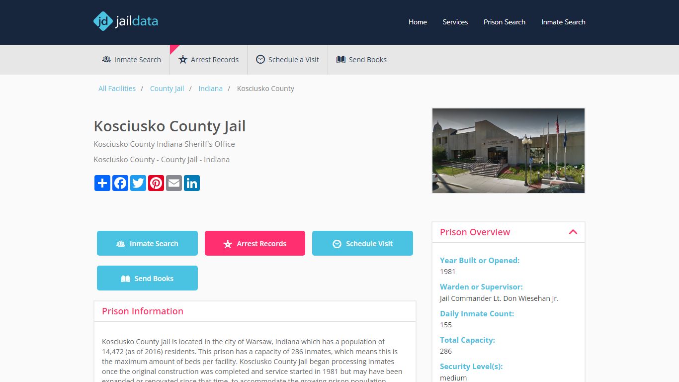 Kosciusko County Jail Inmate Search and Prisoner Info - Warsaw, IN