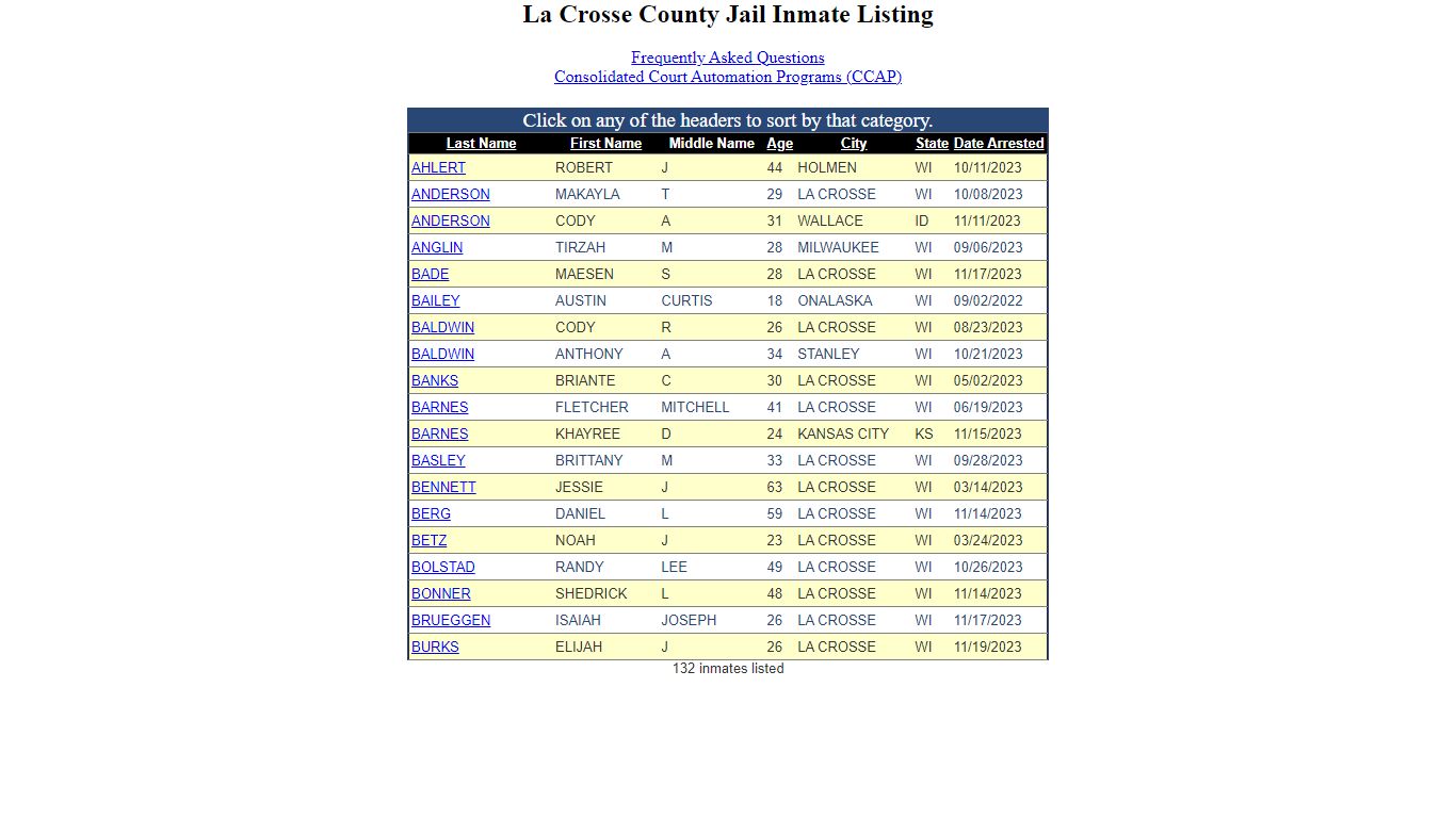 Inmate Locater-Version: 2021.9.14.0 - La Crosse County, Wisconsin