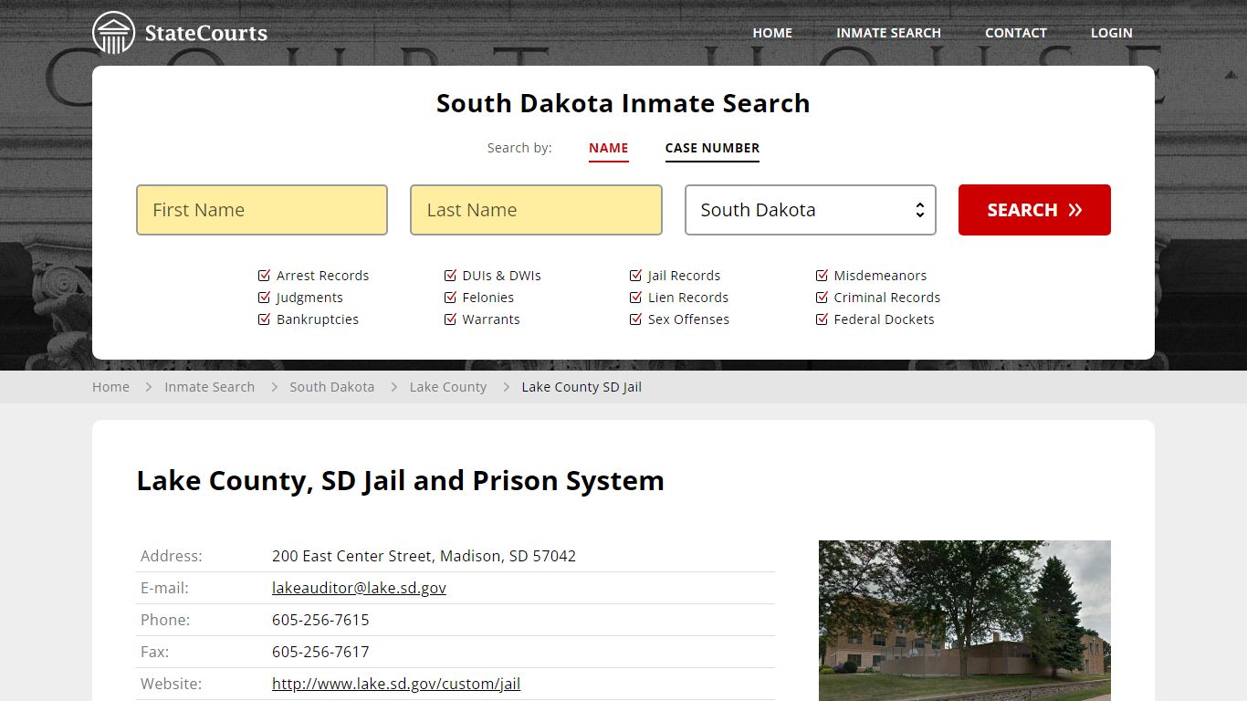 Lake County SD Jail Inmate Records Search, South Dakota - StateCourts