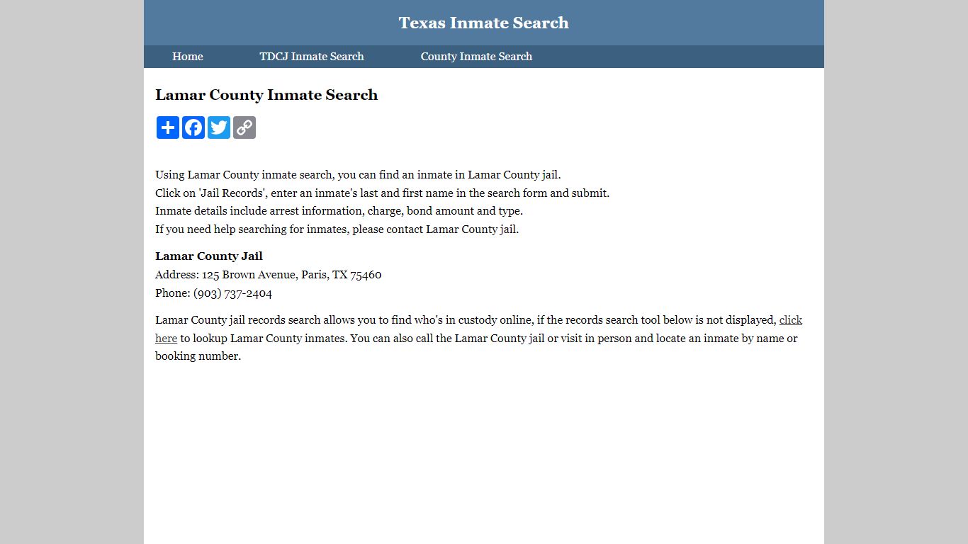 Lamar County Inmate Search