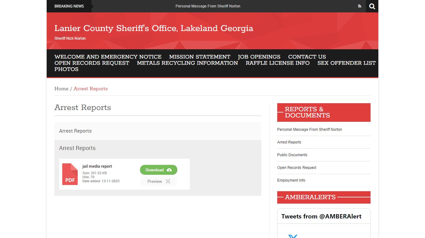 Arrest Reports - Lanier County Sheriff's Office, Lakeland Georgia