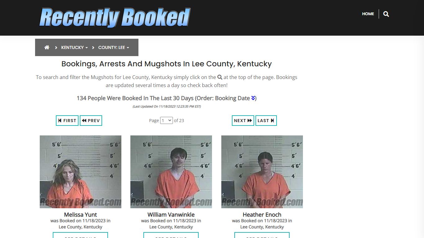 Recent bookings, Arrests, Mugshots in Lee County, Kentucky