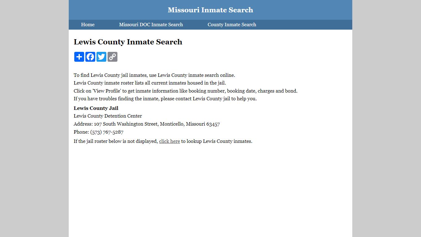 Lewis County Inmate Search