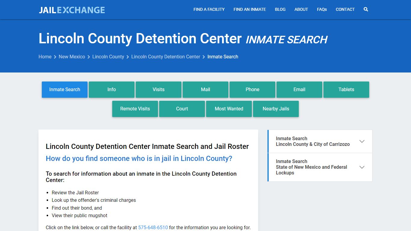 Lincoln County Detention Center Inmate Search - Jail Exchange