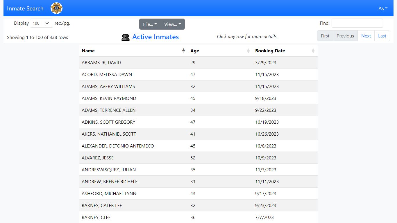 Inmate Search