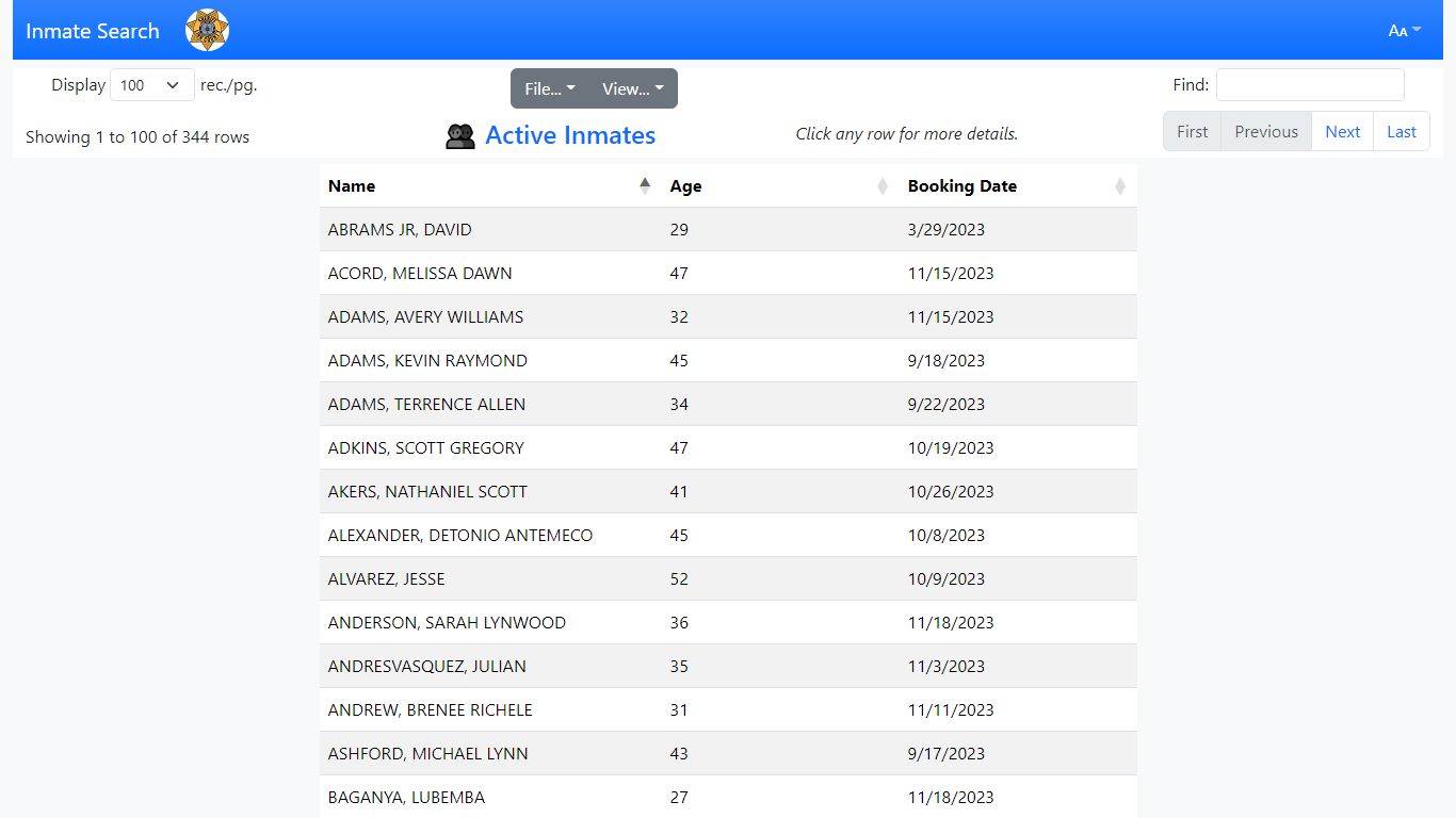 Inmate Search