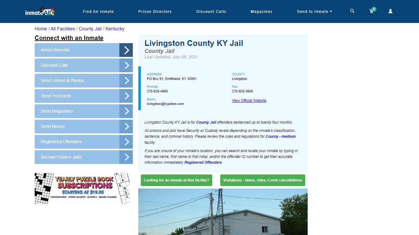 Livingston County KY Jail - Inmate Locator - Smithland, KY