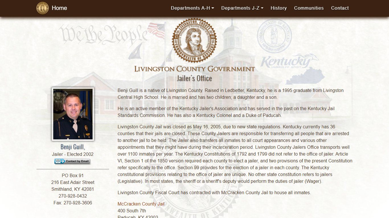Livingston County, Kentucky Government - Jailer's Office