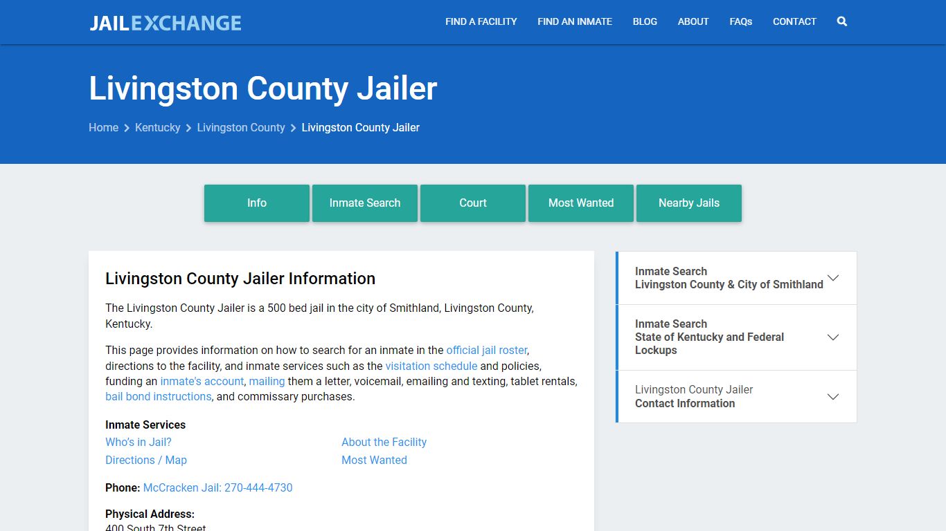 Livingston County Jailer, KY Inmate Search, Information - Jail Exchange