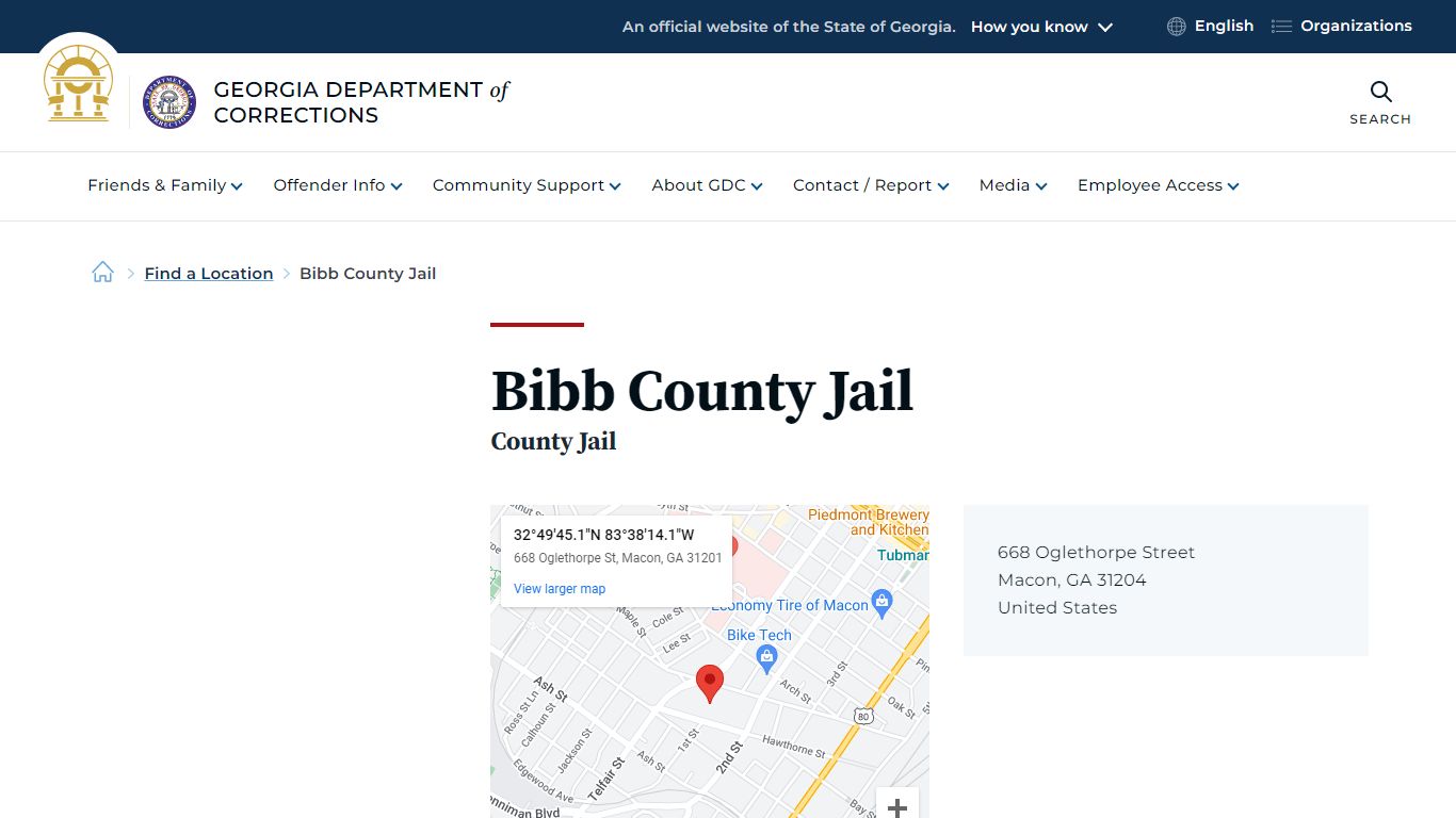 Bibb County Jail | Georgia Department of Corrections