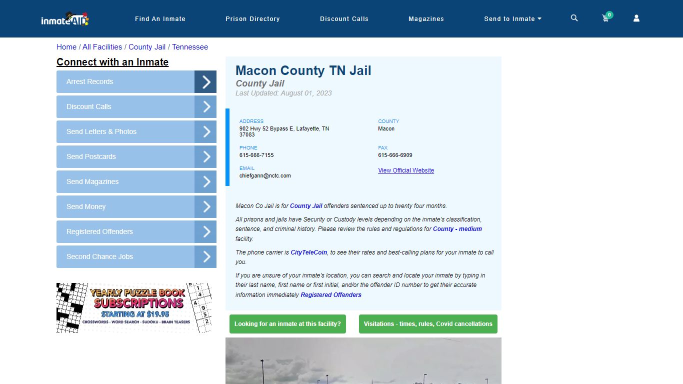 Macon County TN Jail - Inmate Locator - Lafayette, TN