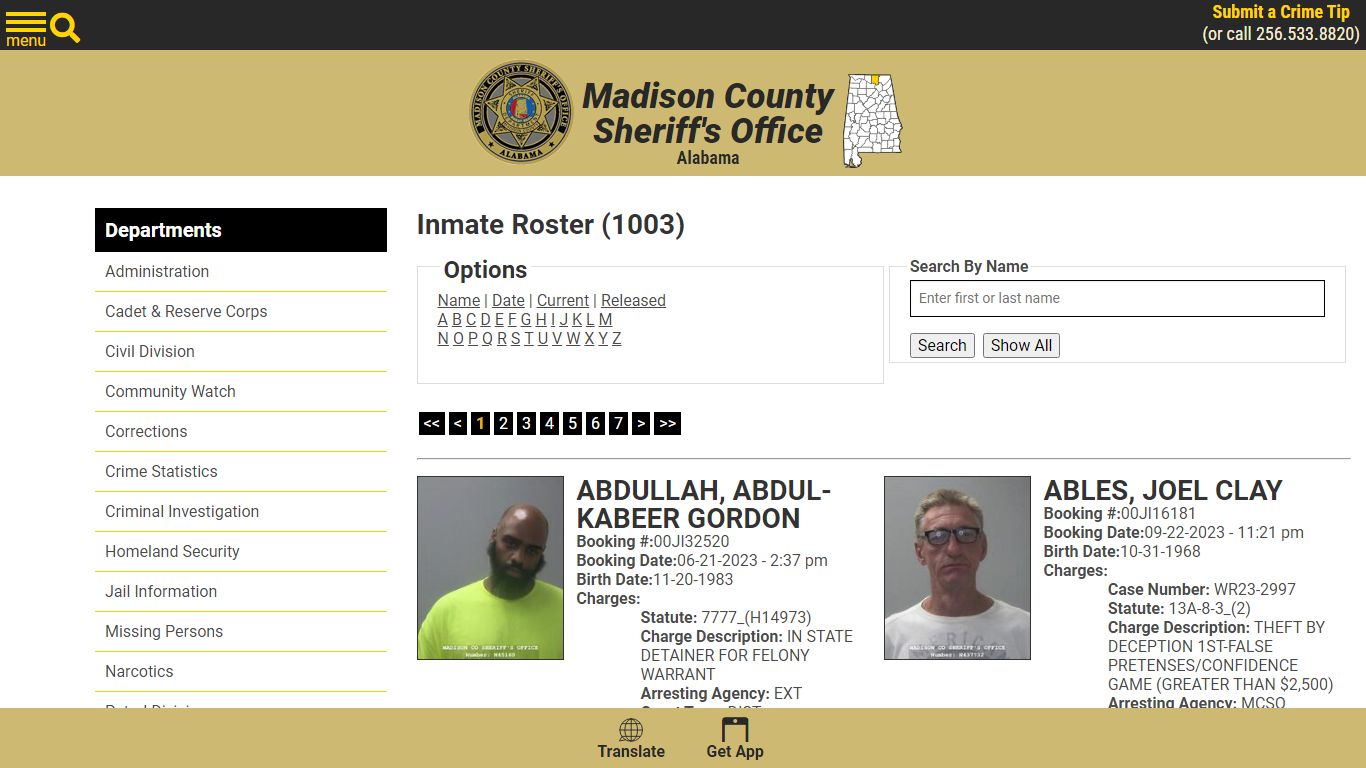 Inmate Roster - Current Inmates - Madison County Sheriff's Office