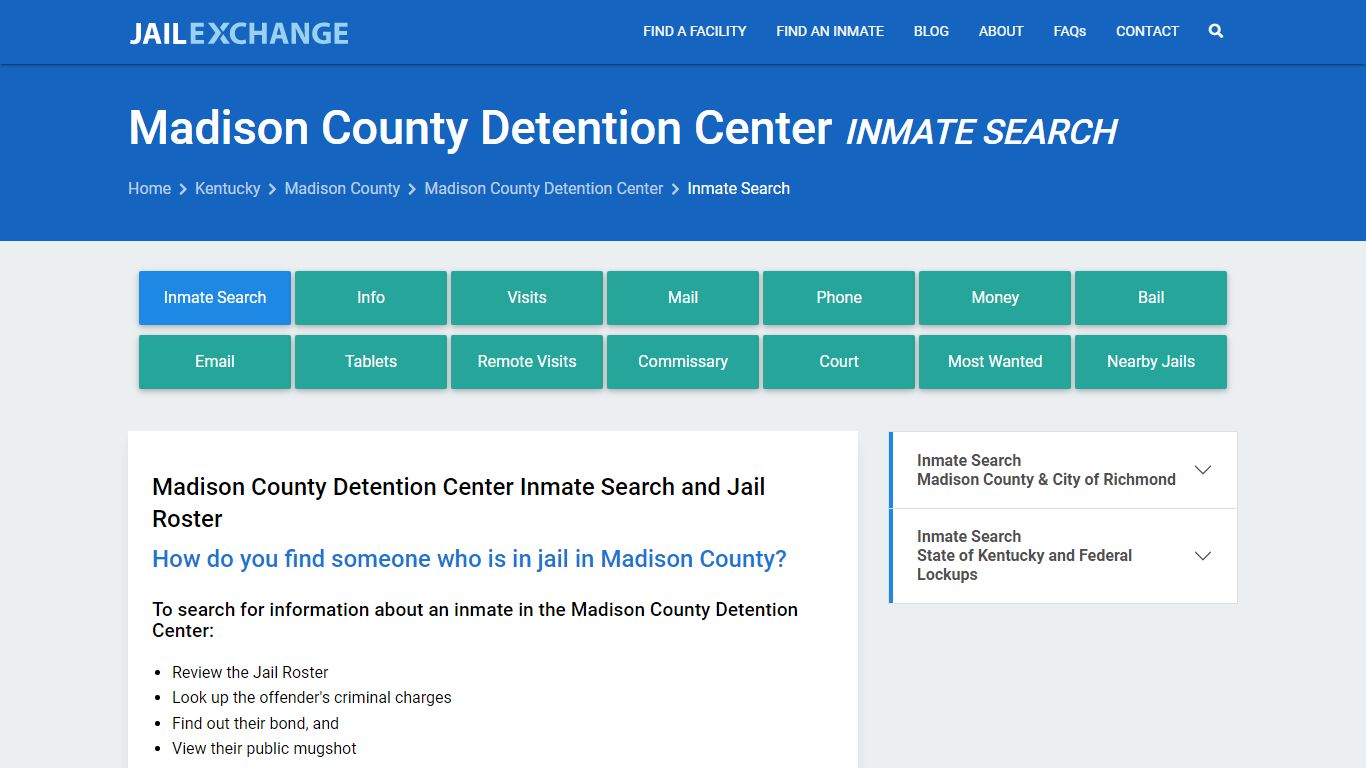 Madison County Detention Center Inmate Search - Jail Exchange