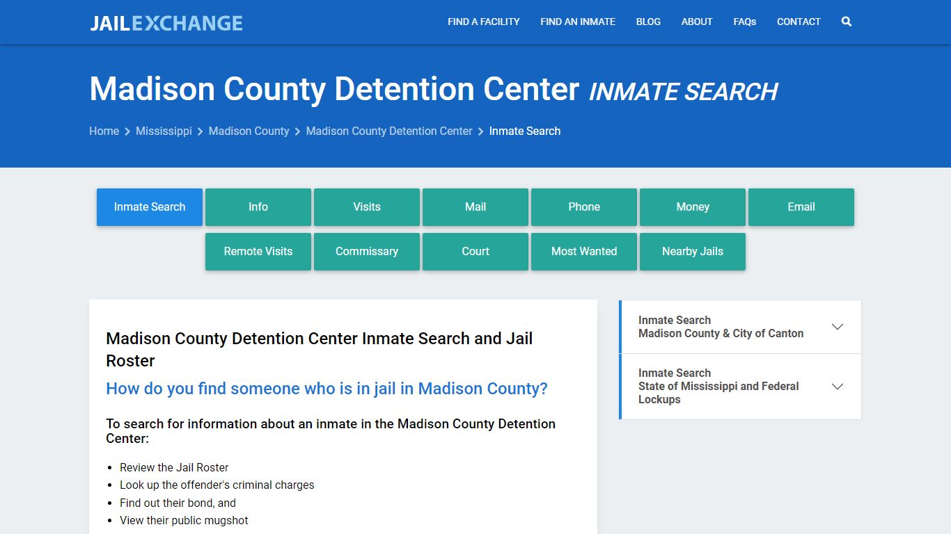 Madison County Detention Center Inmate Search - Jail Exchange