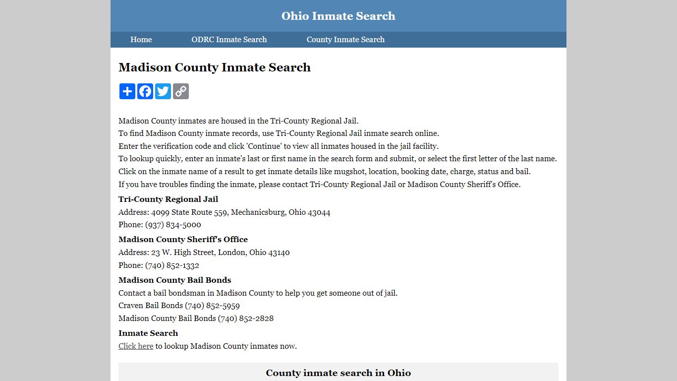 Madison County Inmate Search