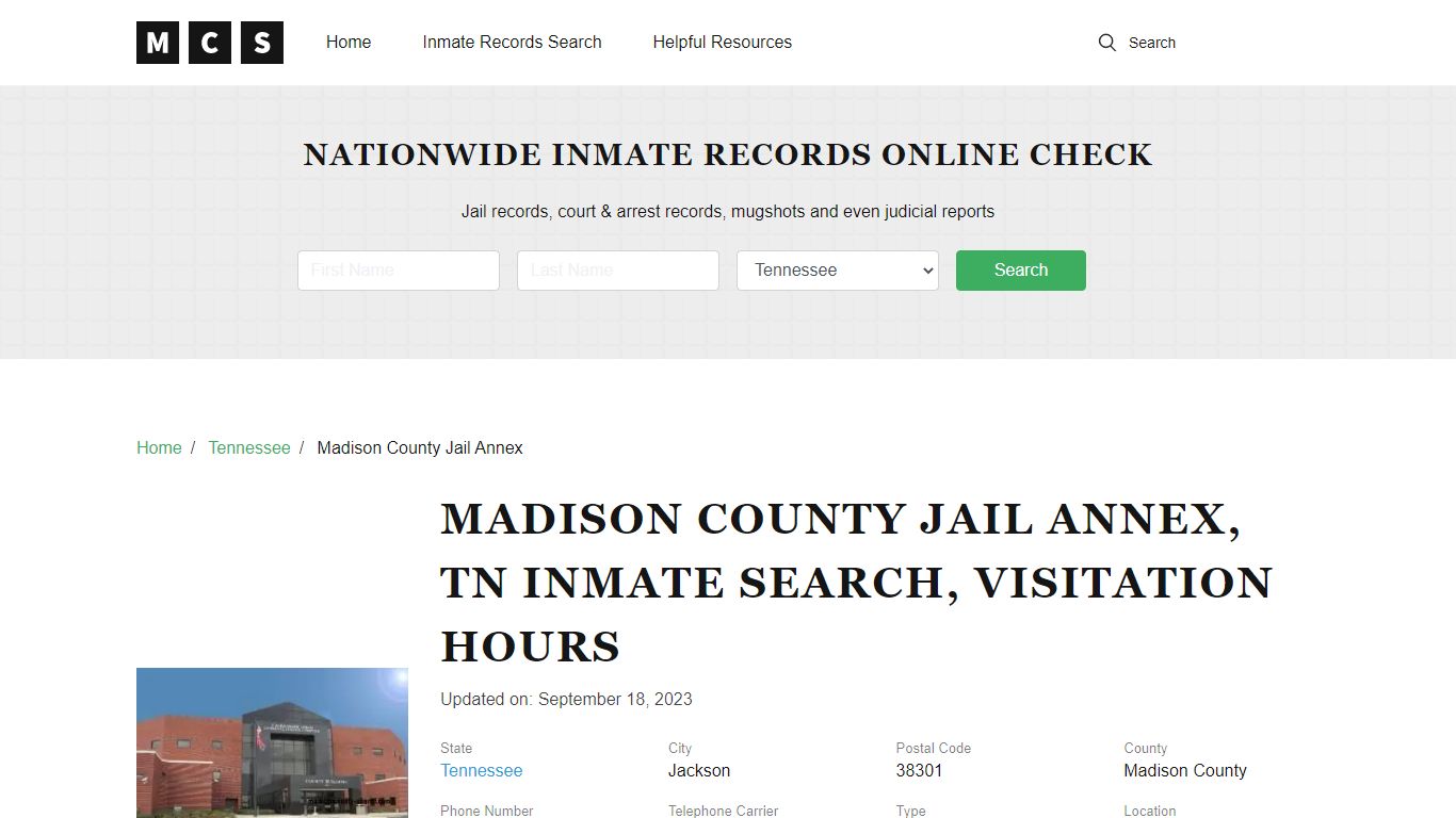 Madison County, TN Jail Inmates Search, Visitation Rules