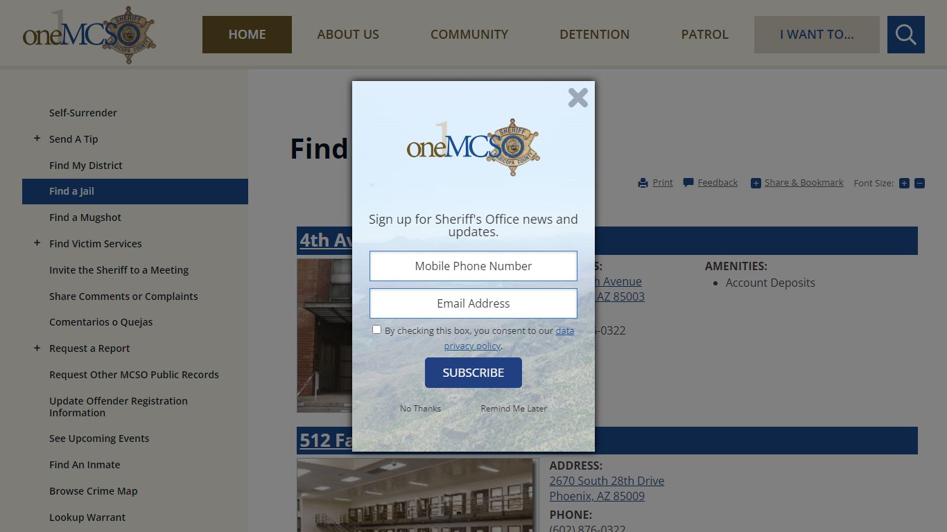 Find a Jail | Maricopa County Sheriff's Office