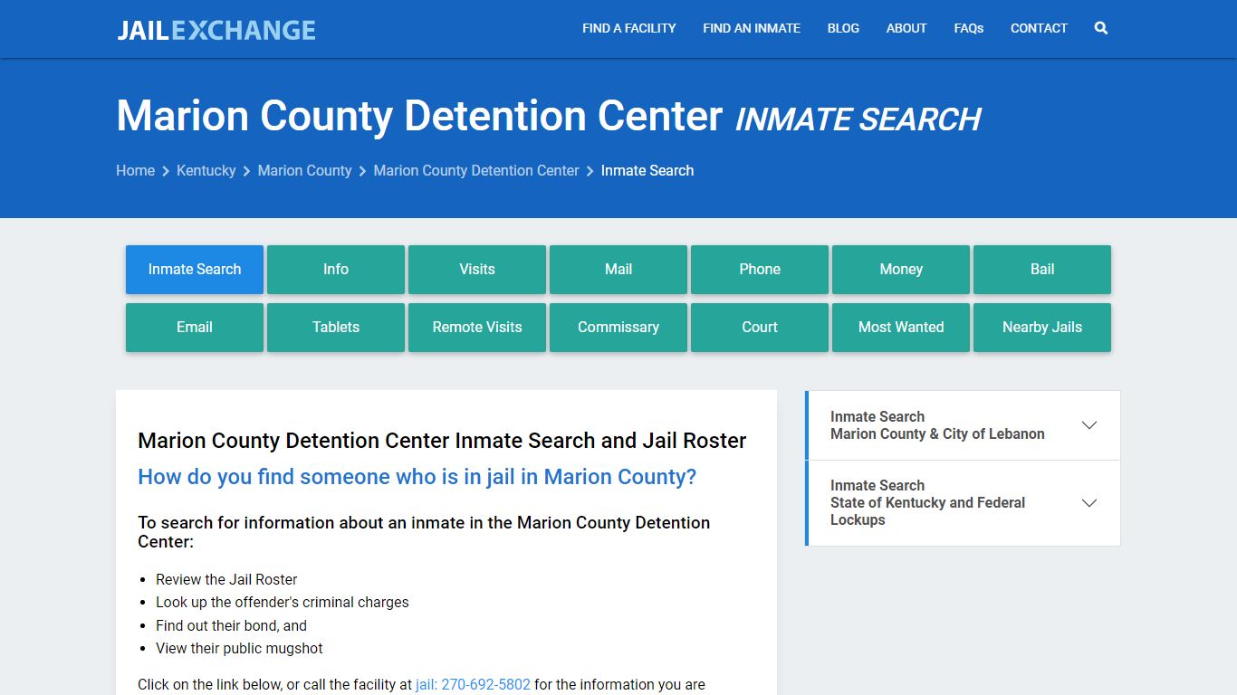 Marion County Detention Center Inmate Search - Jail Exchange
