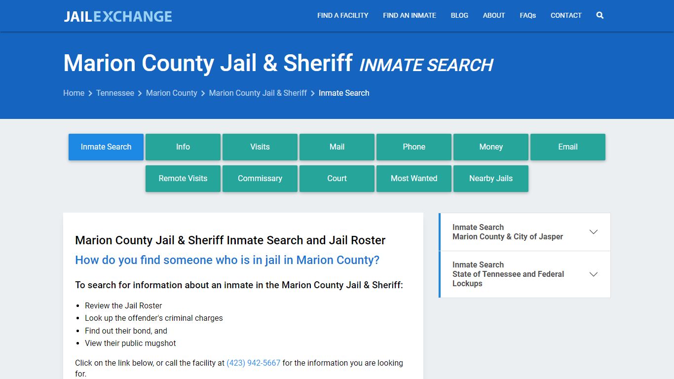 Marion County Jail & Sheriff Inmate Search - Jail Exchange