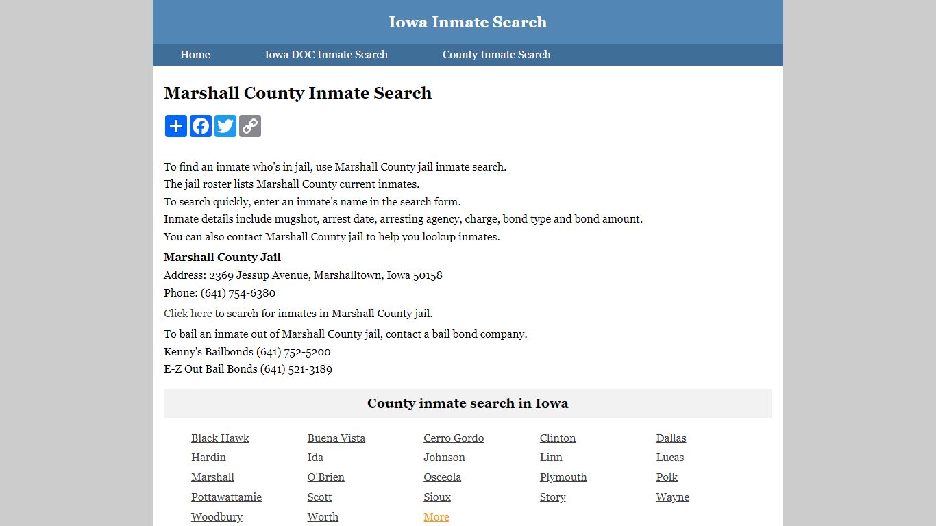 Marshall County Inmate Search