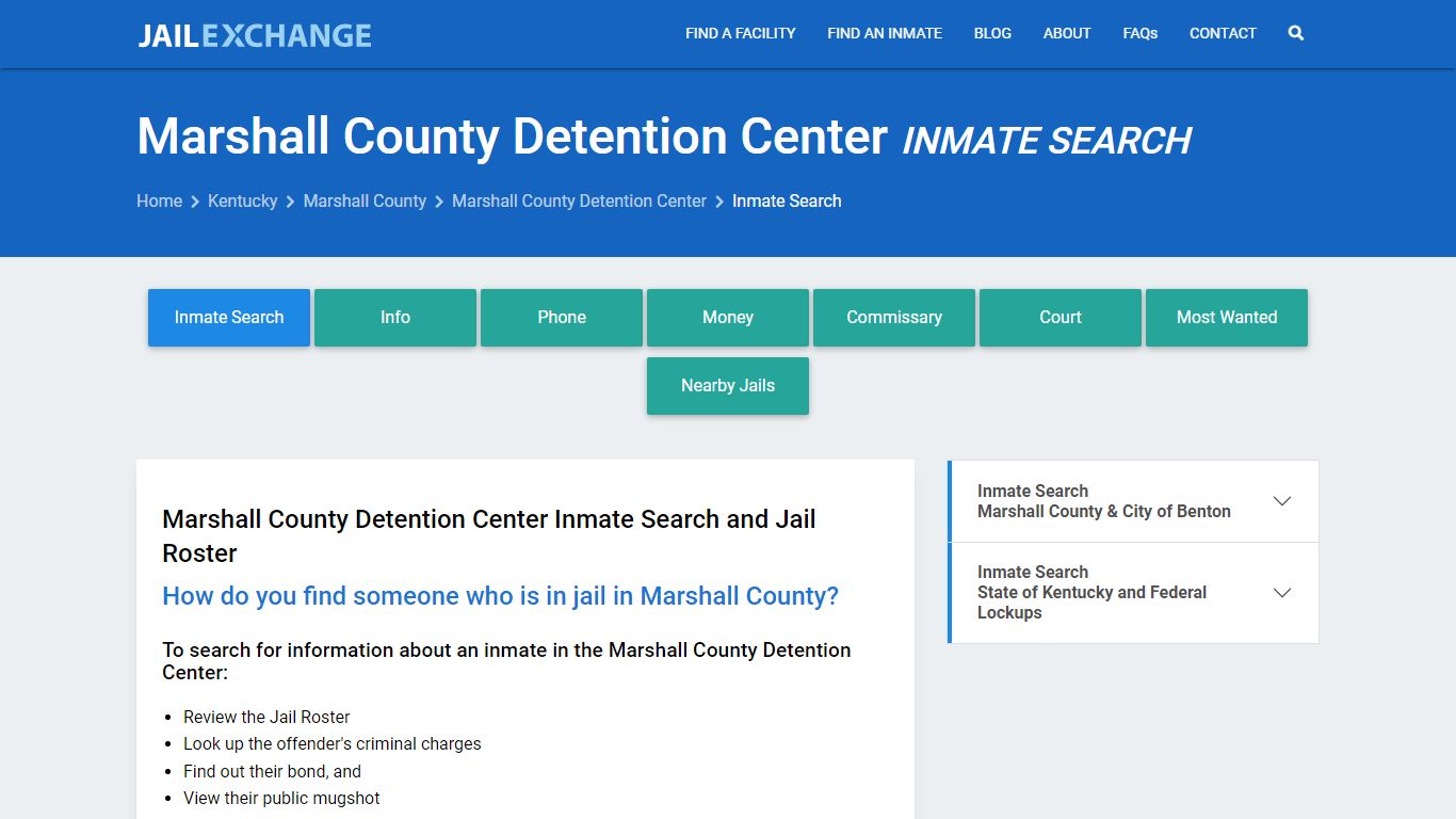 Marshall County Detention Center Inmate Search - Jail Exchange