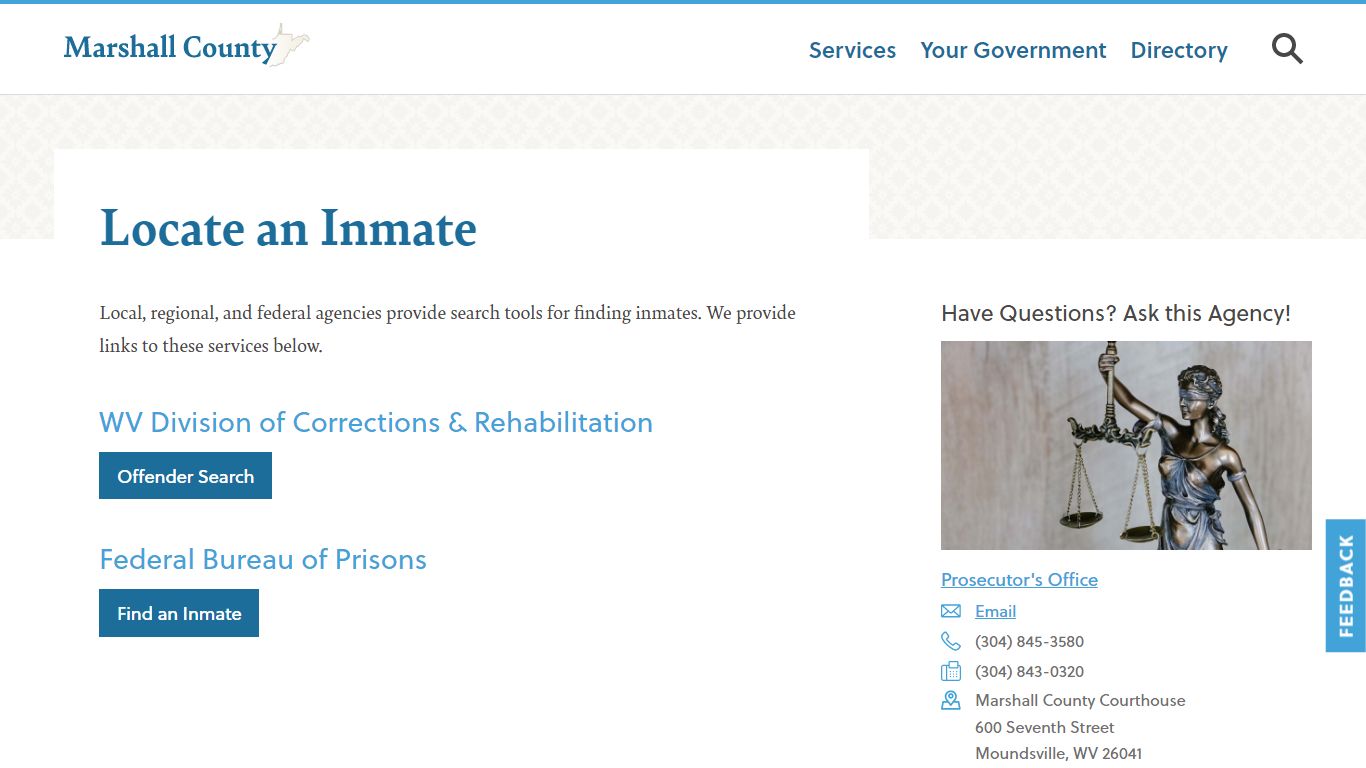 Locate an Inmate | Marshall County Commission