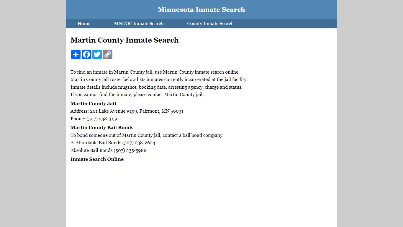 Martin County Inmate Search