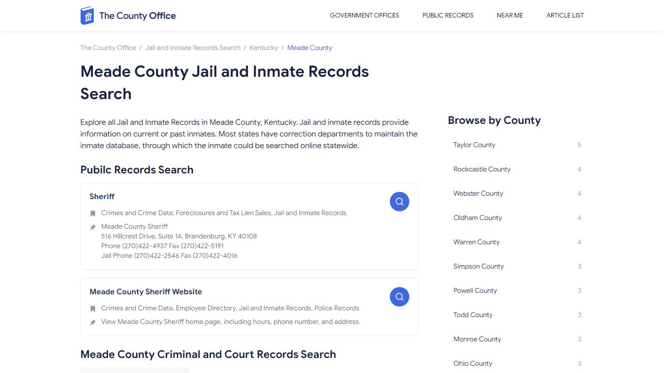 Meade County Jail and Inmate Records Search - The County Office