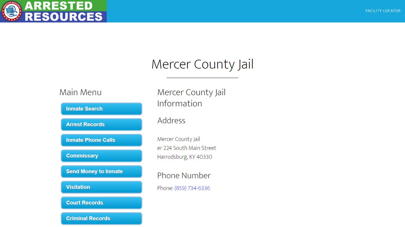 Mercer County Jail - Inmate Search - Harrodsburg, KY