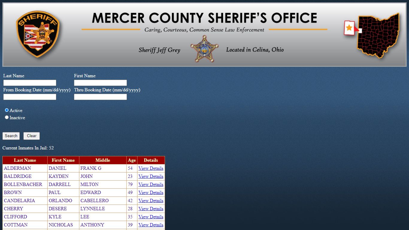 Mercer County Sheriff's Office Jail Inmate Search