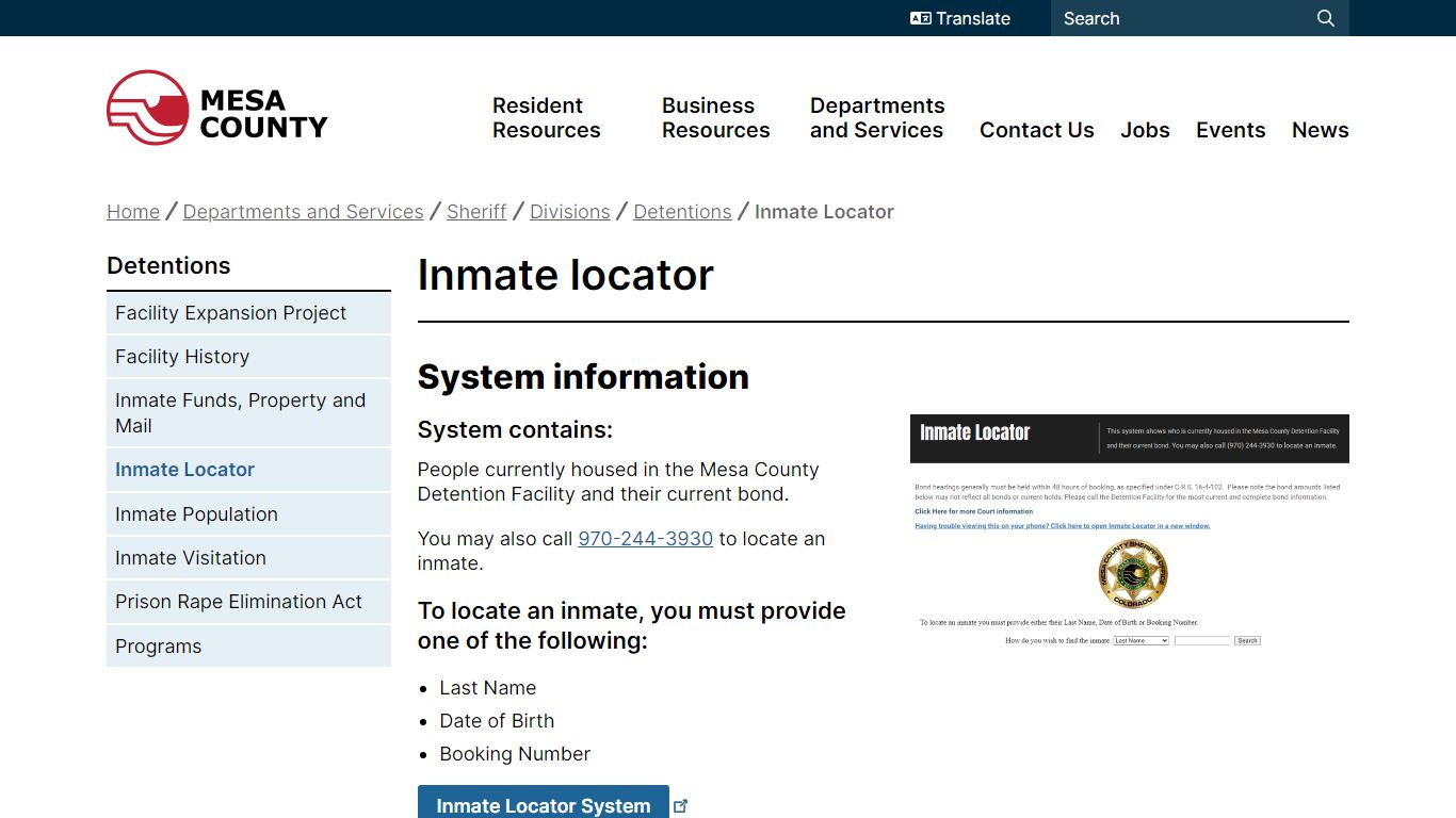 Inmate locator | Mesa County - Mesa County, Colorado