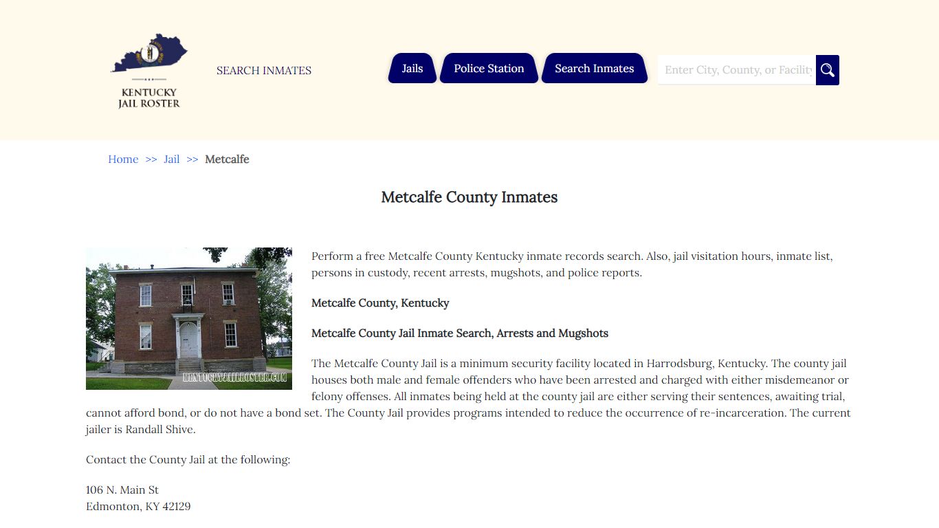 Metcalfe County Inmates | Jail Roster Search