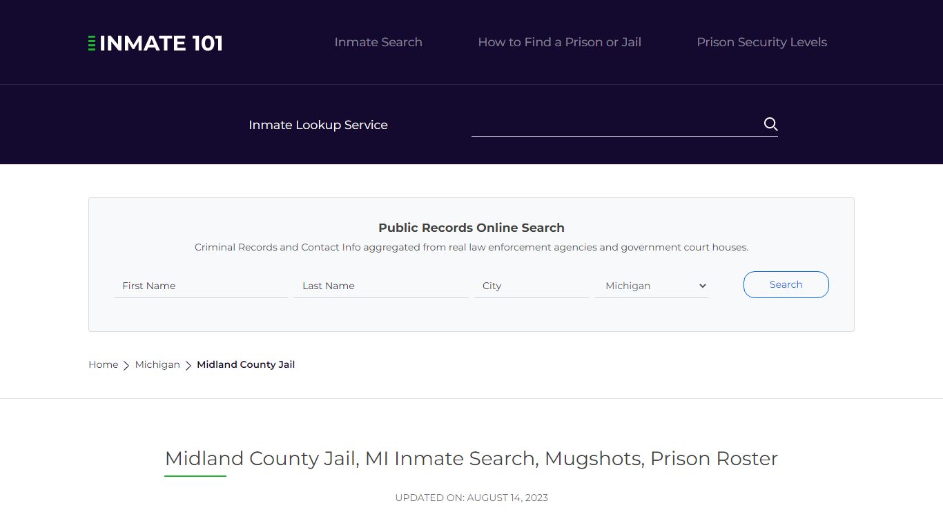 Midland County Jail, MI Inmate Search, Mugshots, Prison Roster