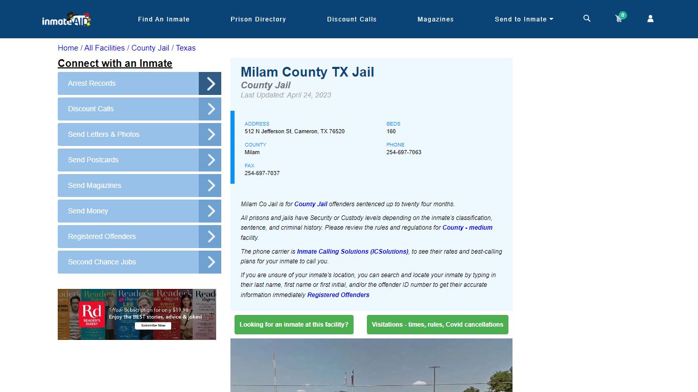 Milam County TX Jail - Inmate Locator - Cameron, TX