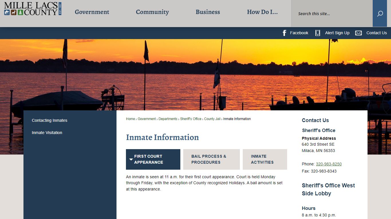 Inmate Information | Mille Lacs County, MN