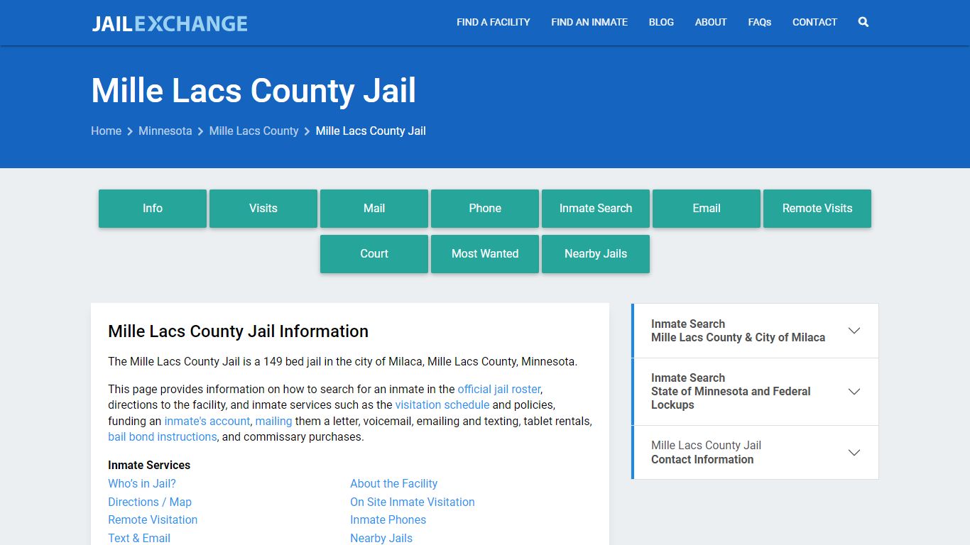 Mille Lacs County Jail, MN Inmate Search, Information