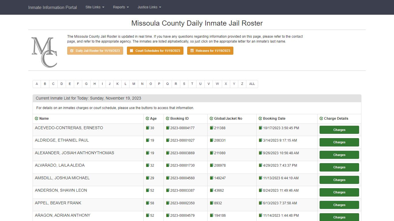 - Missoula County Inmate Information Portal