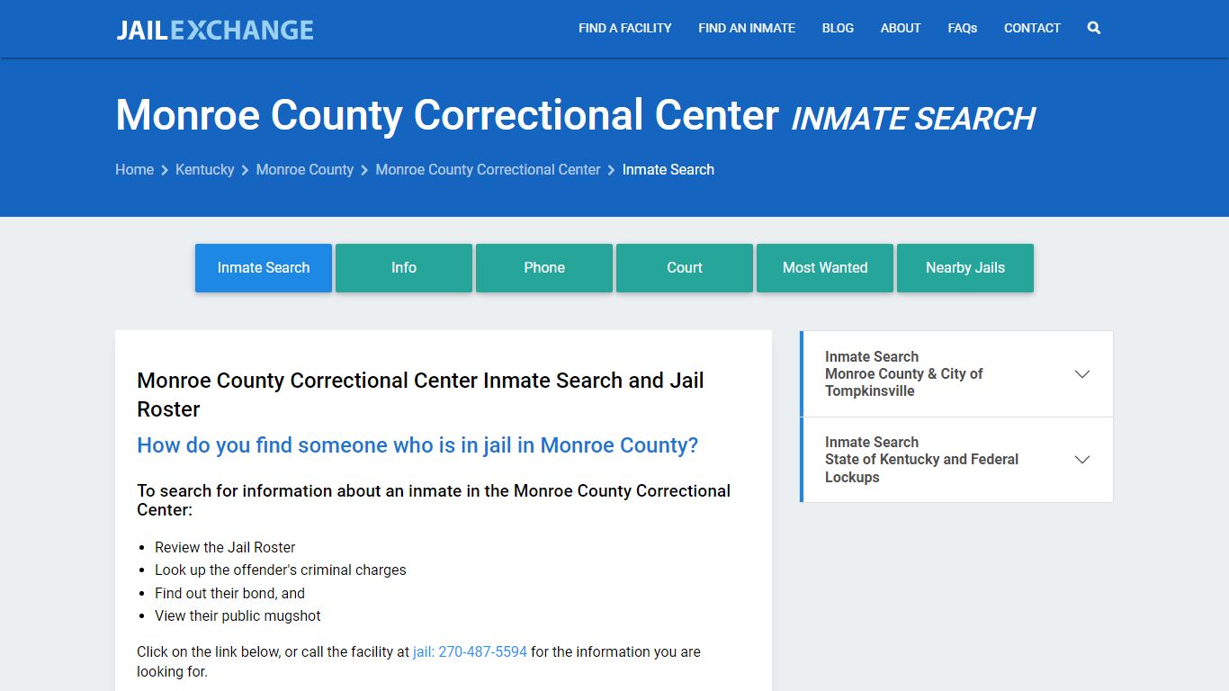 Monroe County Correctional Center Inmate Search - Jail Exchange