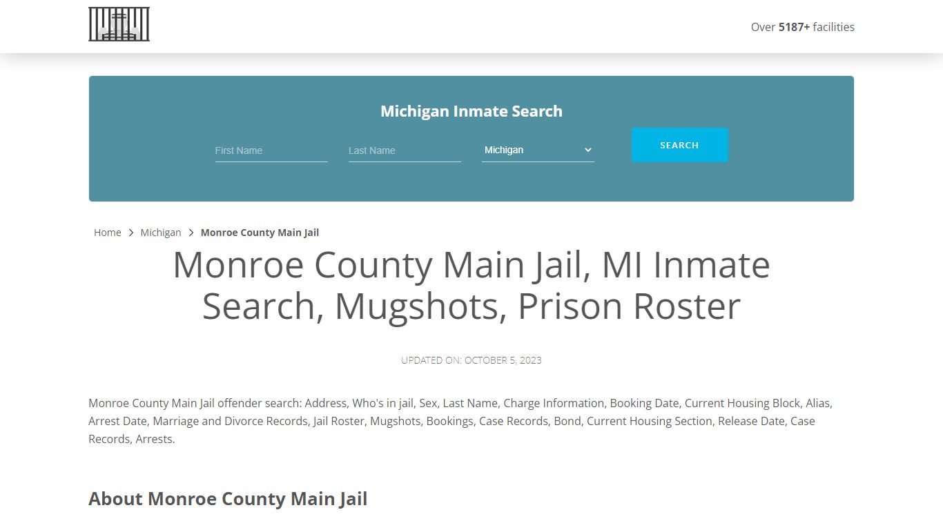 Monroe County Main Jail, MI Inmate Search, Mugshots, Prison Roster